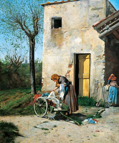 Tvättkvinnor nära Florens av Silvestro Lega
