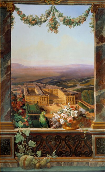 Utsikt över slottet i Compiegne Målning av Simeon Fort (1793-1861) Fontainebleau slottsmuseum från 1800-talet av Simeon Fort