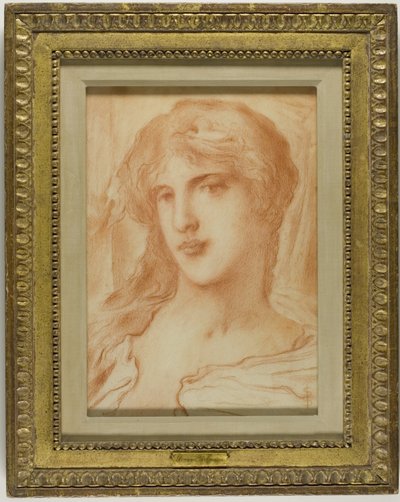 Huvud, ca 1880 (rödkrita på buffertpapper) av Simeon Solomon