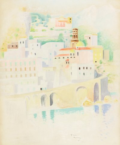Atrani, Amalfikusten (pastell på papper) av Simon Albert Bussy