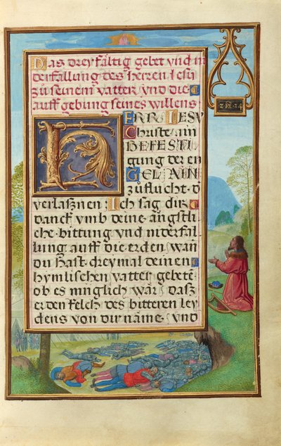 Rand mit David, der Gott anfleht, die Pest zu beenden av Simon Bening