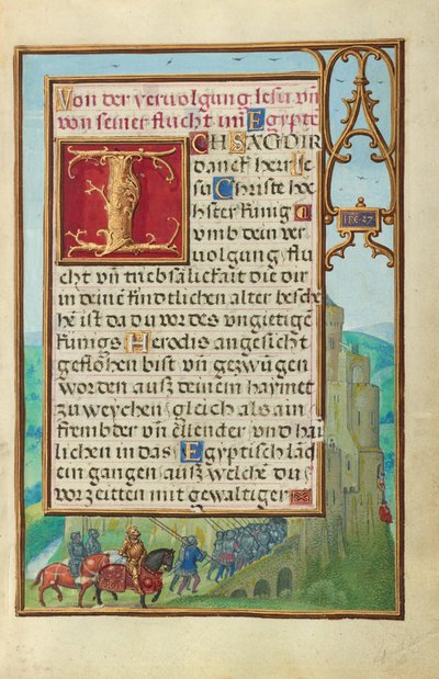 Rand mit Michal, die David bei der Flucht vor Saul hilft av Simon Bening