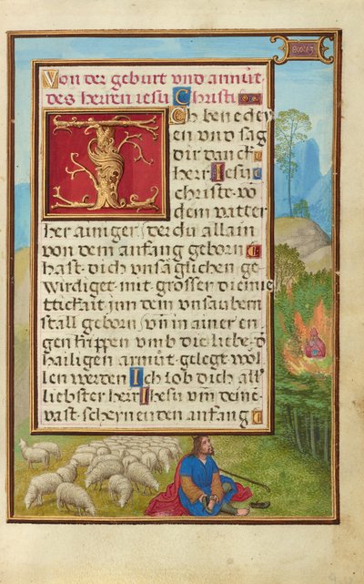Rand mit Moses und dem brennenden Busch av Simon Bening