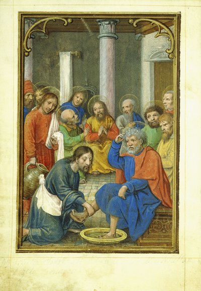 Kristus tvättar Petrus fötter, 1520-talet av Simon Bening