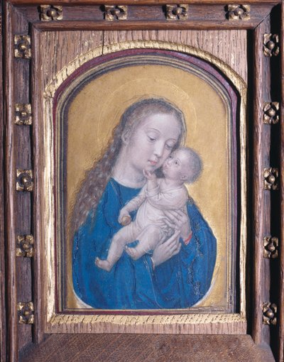 Jungfrun och barnet (olja på pergament) av Simon Bening