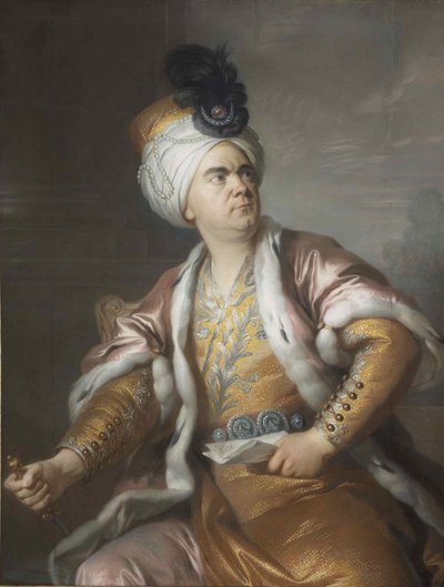 Skådespelaren Lekain 1729-1778 som Orosmane i tragedin Zaïre of Voltaire, 1767. av Simon Bernard Lenoir