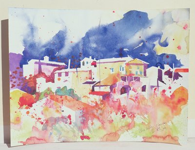 Blue Hills, Clairac, 2004 (akvarell på papper) av Simon Fletcher