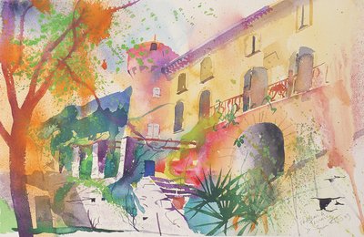 Chateau and Terrace, 2003 (akvarell på papper) av Simon Fletcher