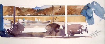 Dock Wall Amanohashidate, 2000 (akvarell) av Simon Fletcher