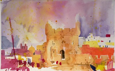 Fort och Medina (akvarell på papper) av Simon Fletcher