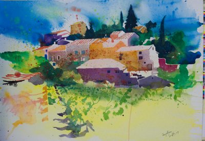 Fouzilhon, 2009 (akvarell) av Simon Fletcher