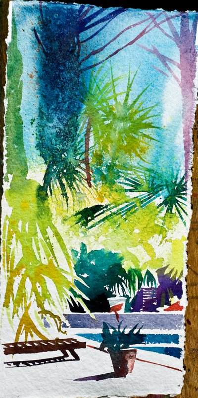 Garden in the South I (akvarell på papper) av Simon Fletcher