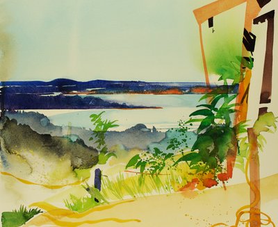 Hus vid sjön, 2004 (akvarell) av Simon Fletcher