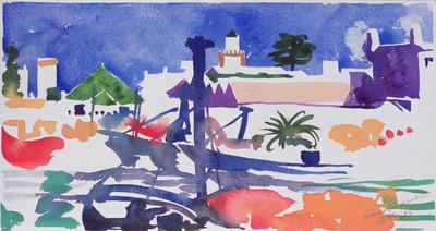 Moroccan Port II (akvarell på papper) av Simon Fletcher