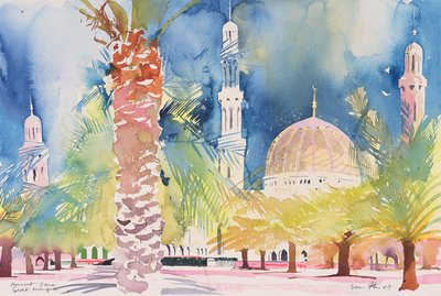 Muscat, Stora moskén, 2004 (akvarell på papper) av Simon Fletcher