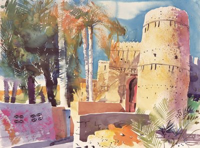 Nizwa Oman, Gamla södra porten, 2005 (akvarell) av Simon Fletcher