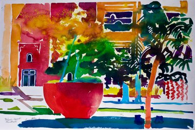 Palace Court, Abu Dhabi, 2012 (akvarell på papper) av Simon Fletcher
