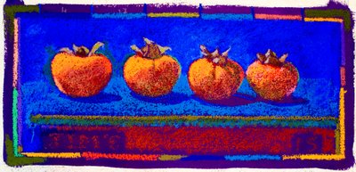 Persimmons, 2015 (pastell på papper) av Simon Fletcher