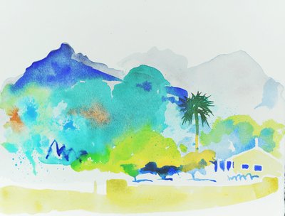 Vägen till Soller, 2015 (watecolour) av Simon Fletcher
