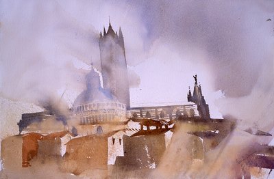 Sienas katedral (akvarell på papper) av Simon Fletcher