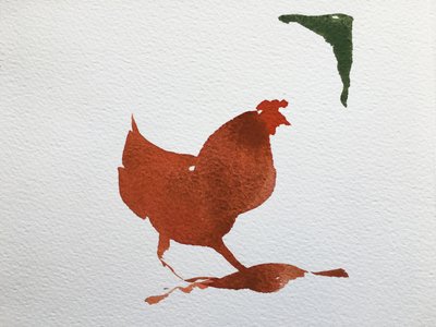 Enstaka kyckling, 2020 (arbete på papper) av Simon Fletcher