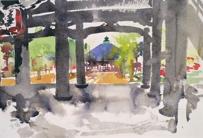 Temple Entrance, Amanohashidate (akvarell på papper) av Simon Fletcher