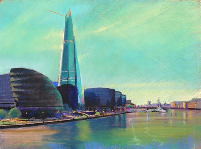 The Shard från Tower Bridge, 2015 (pastell) av Simon Fletcher
