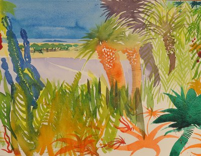 Tropical Garden 2, Mogador, 2016 (vattenbaserad media) av Simon Fletcher