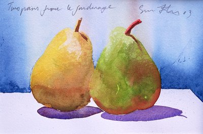 Two Pears from the Jardinage, 2003 (akvarell på papper) av Simon Fletcher
