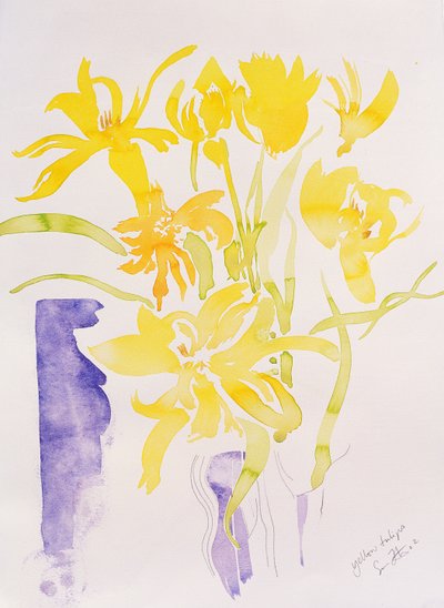 Gula tulpaner, 2000 (akvarell) av Simon Fletcher