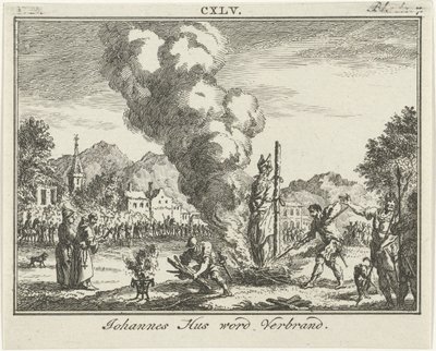 Bränning av Jan Hus på bål, mitten av 1700-talet av Simon Fokke
