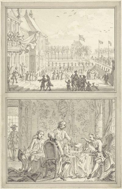 Honselaarsdijk Palace byter ägare / Försäljning av de preussiska herrskapen till Anna van Hannover, 1754 av Simon Fokke