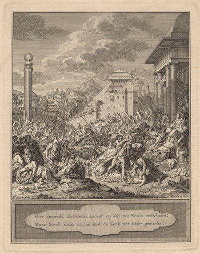 Våldtäkt av sabinskvinnorna av Simon Fokke after Bernard Picart