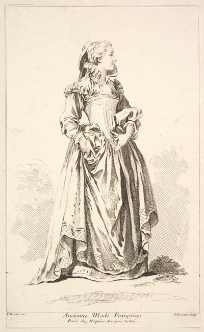 Old Fashion Françoise, från samling av olika utländska figurer Uppfunnet av..., 1700-talet. av Simon Francois Ravenet
