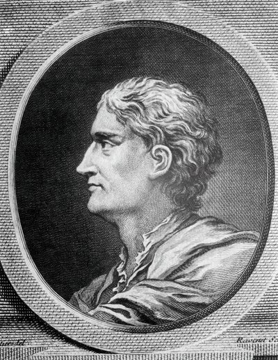 Porträtt av Isaac Newton (1642-1727), engelsk fysiker och matematiker, gravyr av Simon Francois Ravenet (1706-1774) av Simon Francois Ravenet