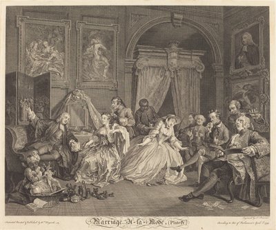 Äktenskap a la Mode: pl.4 av Simon Francois Ravenet I after William Hogarth