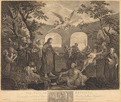 Poolen i Bethesda av Simon Francois Ravenet I and Victor Marie Picot after William Hogarth