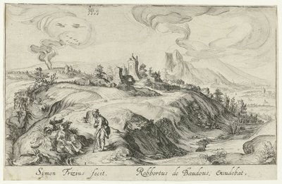 Bergslandskap med två figurer Bergslandskap (serietitel) av Simon Frisius