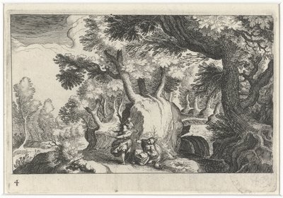 Boslandschap mötte Hagar en Ismaël Sydeuropeiskt landskap (serietitel) Topografi för olika regioner (serietitel) av Simon Frisius