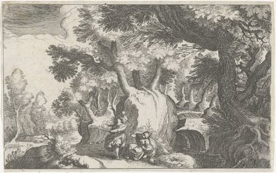 Boslandschap mötte Hagar en Ismaël Sydeuropeiskt landskap (serietitel) Topografi för olika regioner (serietitel) av Simon Frisius