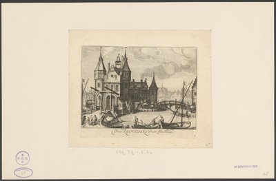 Vy över Eerste Regulierspoort i Amsterdam av Simon Frisius