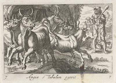 Hercules hoedt de kudde van Geryon (titel på objekt) Herculische teman (serietitel) av Simon Frisius