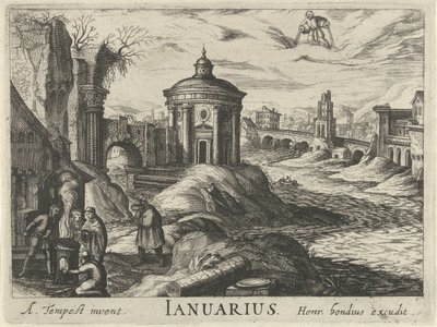 januari Ianuarius (titel på objekt) Tolv månader (serietitel) av Simon Frisius