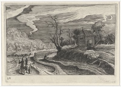 Landskap på natten Sydeuropeiska landskap (serietitel) Topographia variarum regionum (serietitel) av Simon Frisius