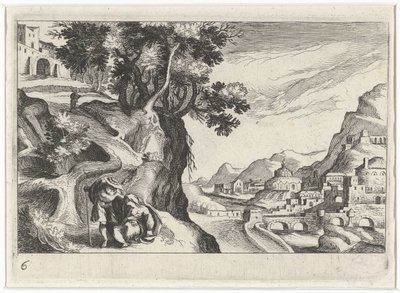Landschap träffade Juda en Tamar Sydeuropeiskt landskap (serietitel) Topografi för olika regioner (serietitel) av Simon Frisius