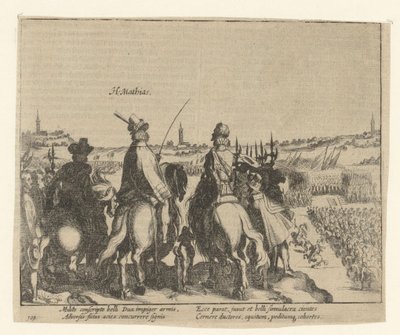 Matthias och prinsen av Oranien inspekterar den statliga armén, 1578 av Simon Frisius