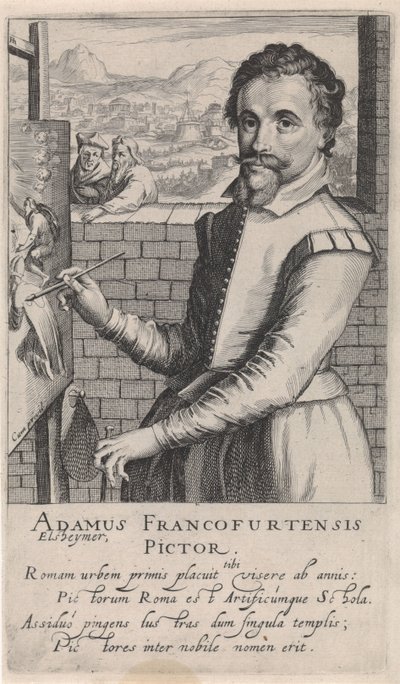Porträtt av Adam Elsheimer av Simon Frisius