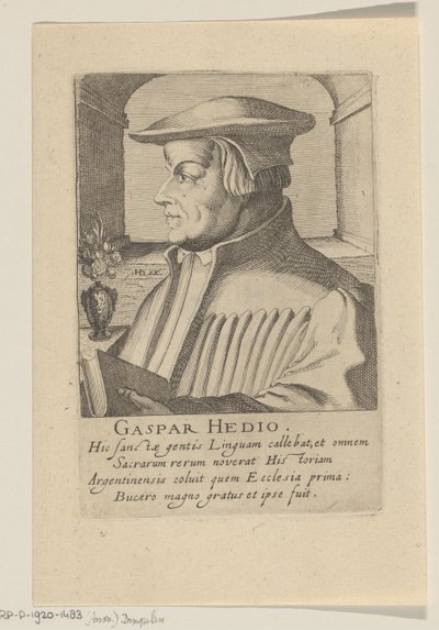 Porträtt av Caspar Hedio av Simon Frisius