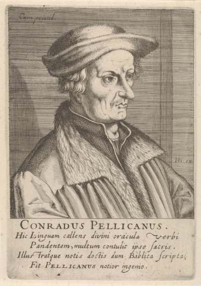 Porträtt av Conrad Pellican av Simon Frisius