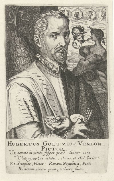 Porträtt av Hubert Goltzius av Simon Frisius